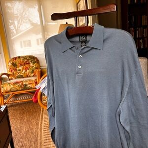 Men’s Long-Sleeve Polo Shirt - Slate Blue, more vibrant than the pictures.
